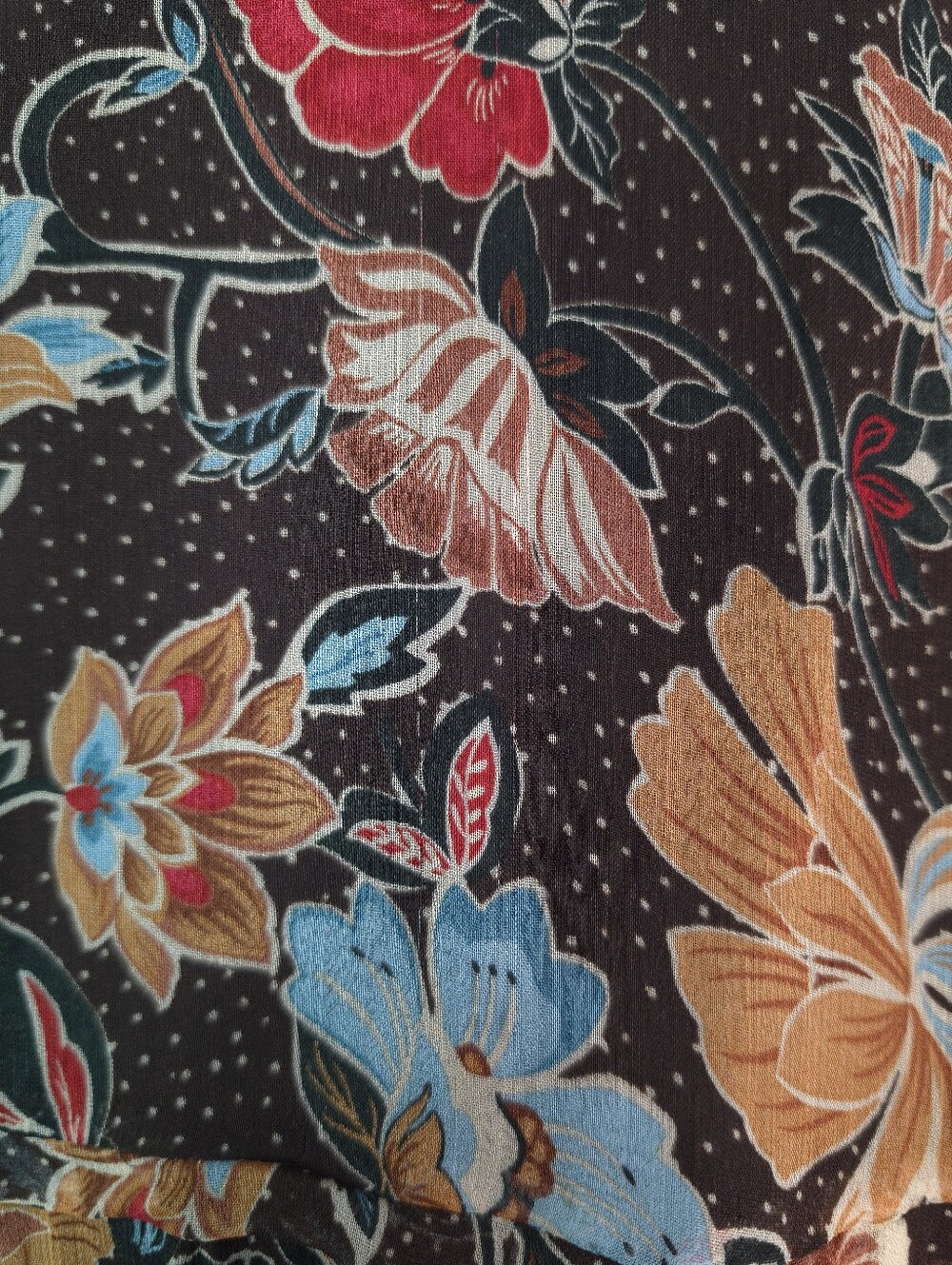 Sezane Black Floral Long-Sleeve Dress with Red and Yellow Blooms - Picture 13 of 13